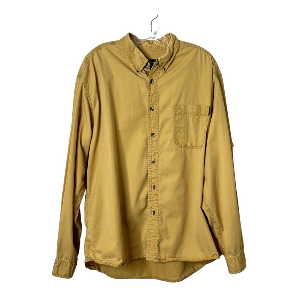 Eddie Bauer Long Sleeve Cotton Button Front Shirt Yellow Mens XL